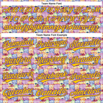 Custom Pink Yellow-Purple 3D Pattern Design Animal Funny Monster Authentic Baseball Jersey - Sky-Custom