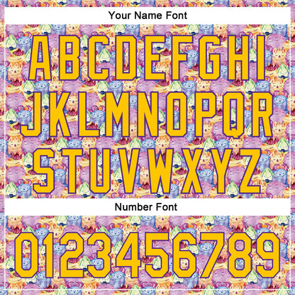 Custom Pink Yellow-Purple 3D Pattern Design Animal Funny Monster Authentic Baseball Jersey - Sky-Custom