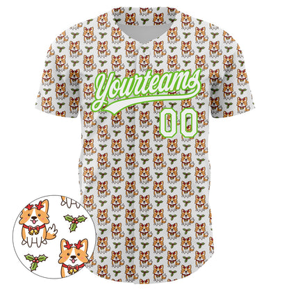 Custom White Aurora Green 3D Pattern Design Animal Dog Authentic Baseball Jersey - Sky-Custom