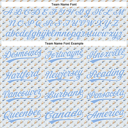 Custom Gray Light Blue-White 3D Pattern Design Animal Bear Surfing Authentic Baseball Jersey - Sky-Custom