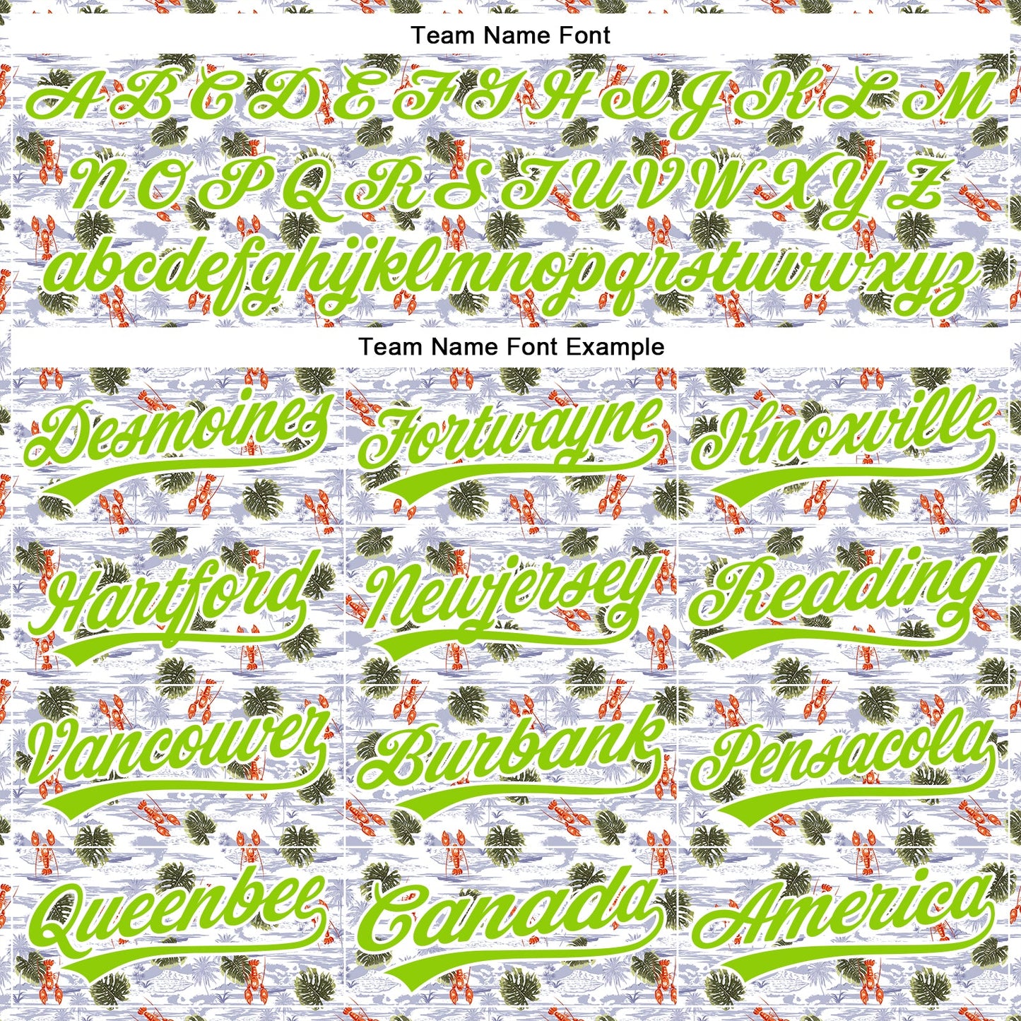 Custom White Neon Green 3D Pattern Design Animal Lobster And Hawaii Palm Trees Authentic Baseball Jersey - Sky-Custom