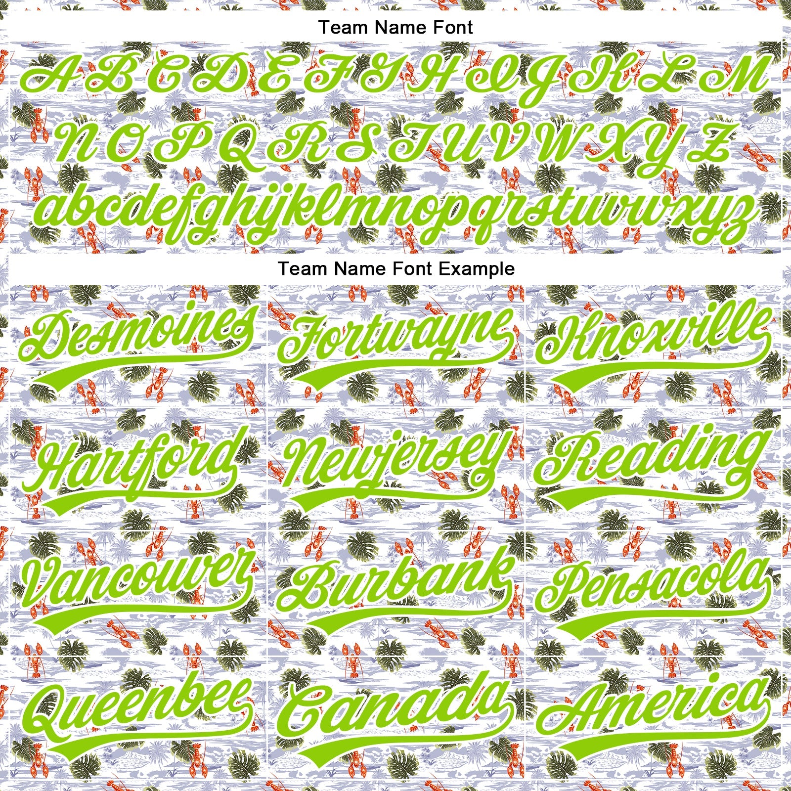 Custom White Neon Green 3D Pattern Design Animal Lobster And Hawaii Palm Trees Authentic Baseball Jersey - Sky-Custom