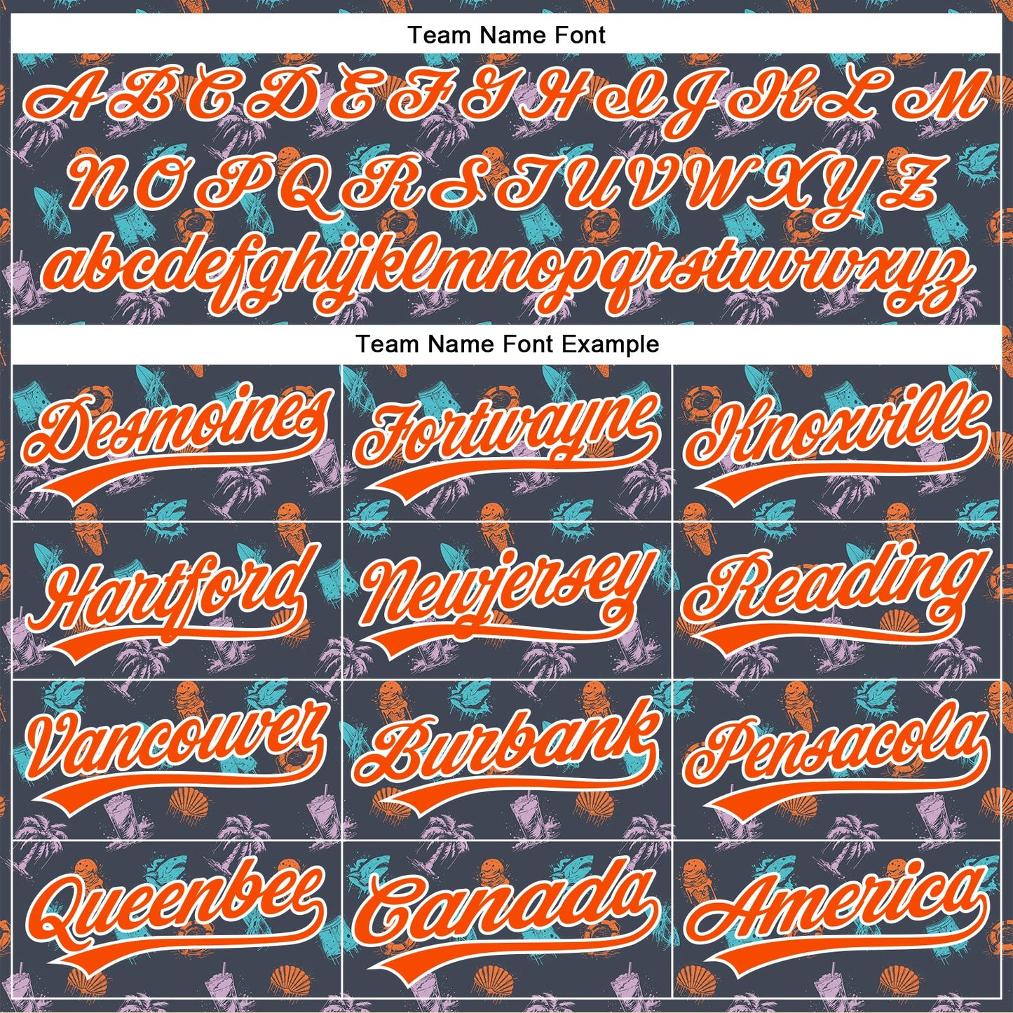 Custom Navy Orange-White 3D Pattern Design Ice Cream And Hawaii Palm Trees Authentic Baseball Jersey - Sky-Custom