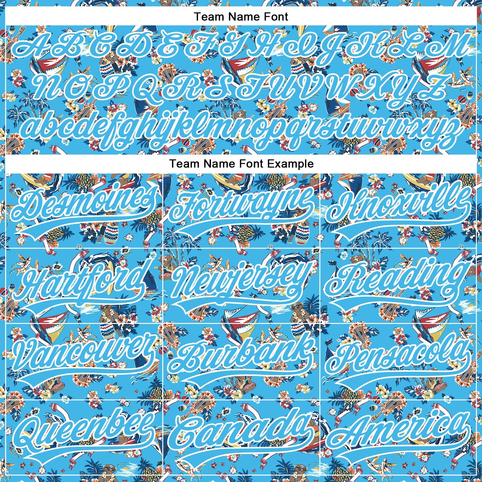 Custom Sky Blue White 3D Pattern Design Animal Bear And Hawaii Palm Trees Authentic Baseball Jersey - Sky-Custom