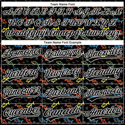 Custom Black White 3D Pattern Design Animal Fish Authentic Baseball Jersey - Sky-Custom