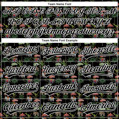 Custom Black White 3D Pattern Design Animal Elephant And Hawaii Palm Trees Authentic Baseball Jersey - Sky-Custom