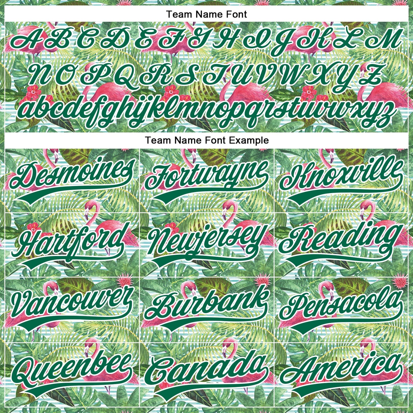 Custom White Kelly Green 3D Pattern Design Animal Flamingo And Hawaii Palm Leaves Authentic Baseball Jersey - Sky-Custom
