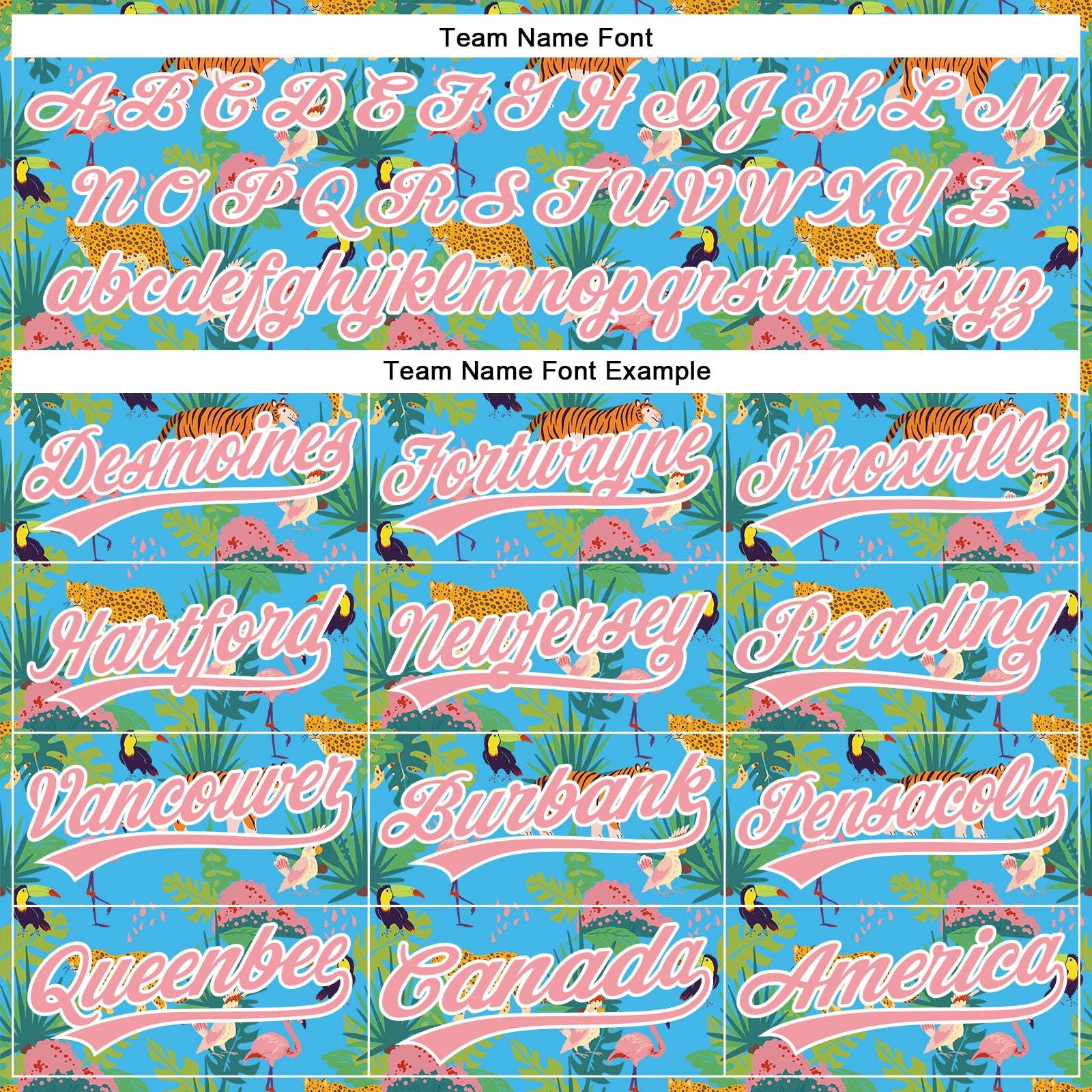 Custom Sky Blue Medium Pink-White 3D Pattern Design Animal Tiger Leopard Flamingo And Hawaii Palm Leaves Authentic Baseball Jersey - Sky-Custom