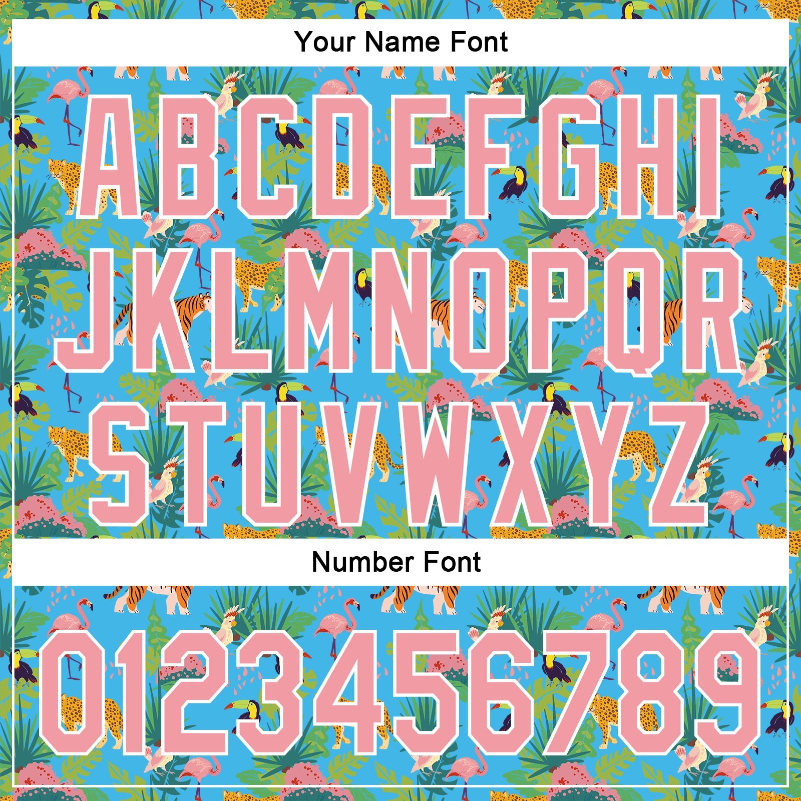 Custom Sky Blue Medium Pink-White 3D Pattern Design Animal Tiger Leopard Flamingo And Hawaii Palm Leaves Authentic Baseball Jersey - Sky-Custom