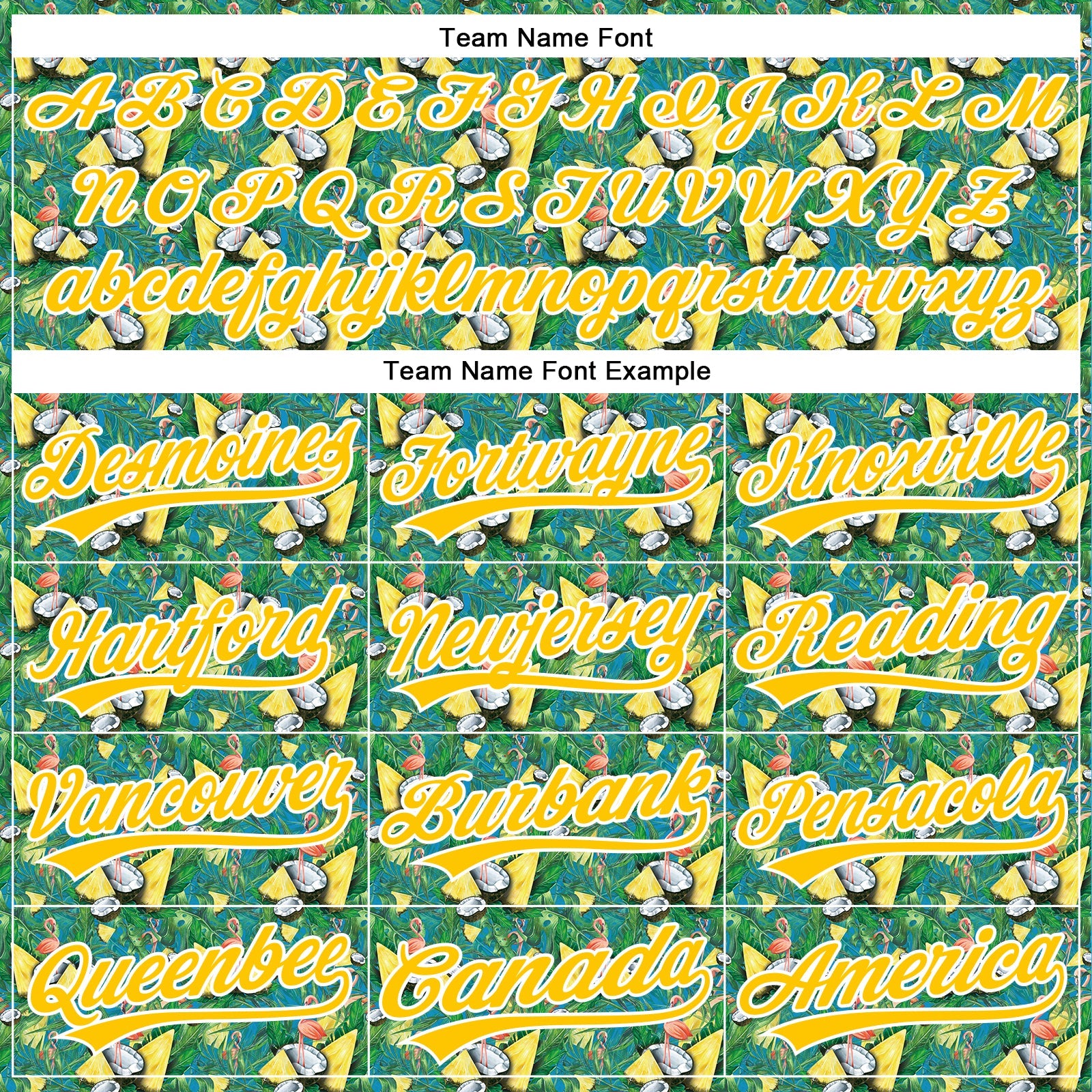 Custom Green White-Yellow 3D Pattern Design Animal Flamingo And Hawaii Palm Leaves Authentic Baseball Jersey - Sky-Custom
