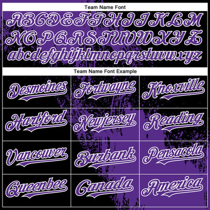 Custom Purple Black-White 3D Pattern Design Abstract Brush Stroke Authentic Baseball Jersey - Sky-Custom
