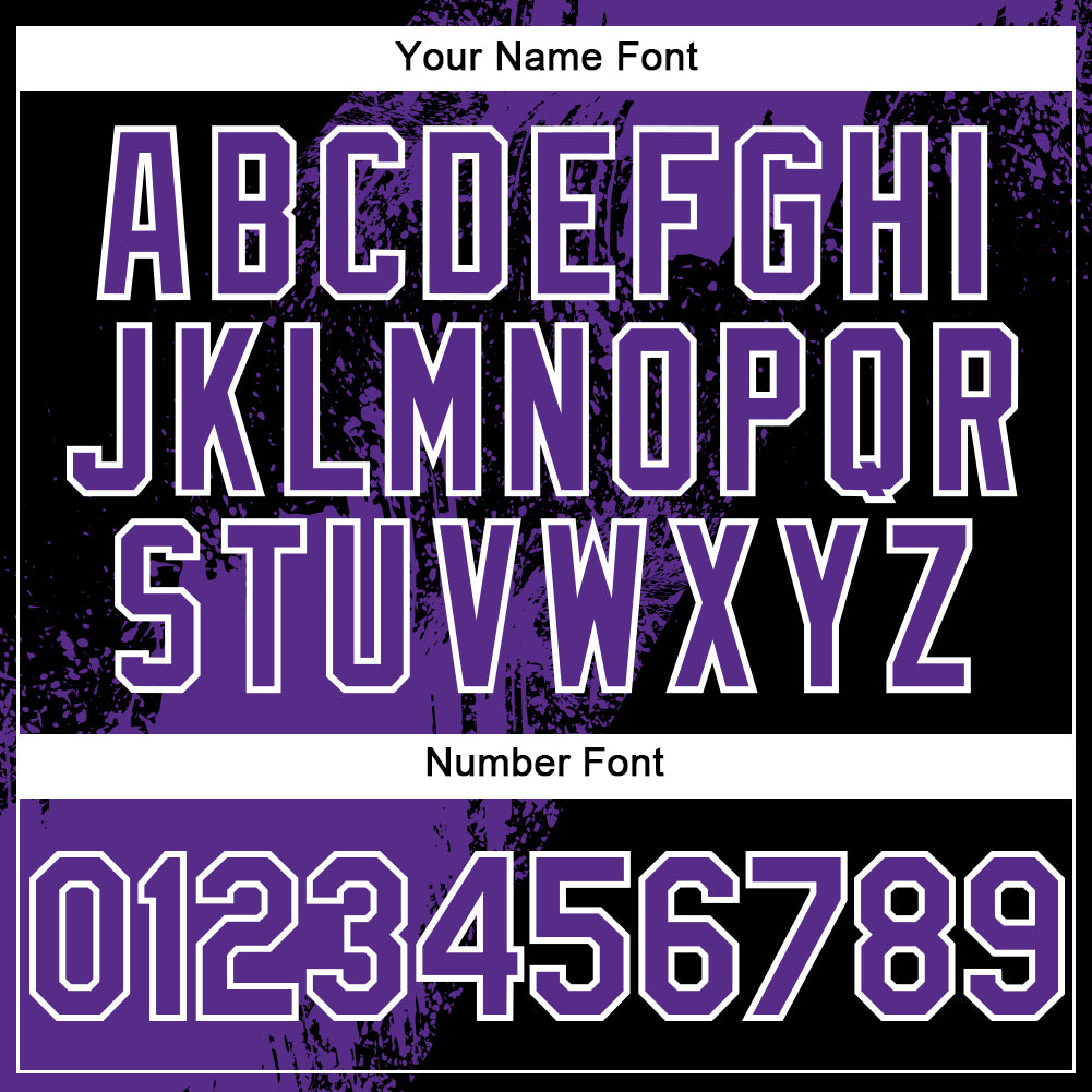 Custom Purple Black-White 3D Pattern Design Abstract Brush Stroke Authentic Baseball Jersey - Sky-Custom