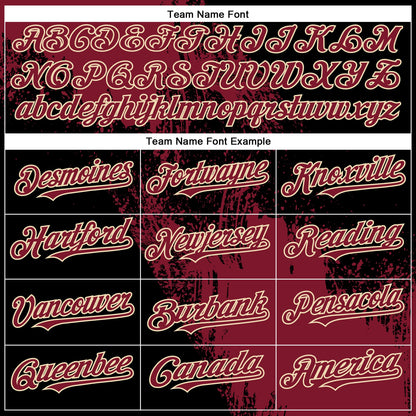 Custom Crimson Black-Cream 3D Pattern Design Abstract Brush Stroke Authentic Baseball Jersey - Sky-Custom