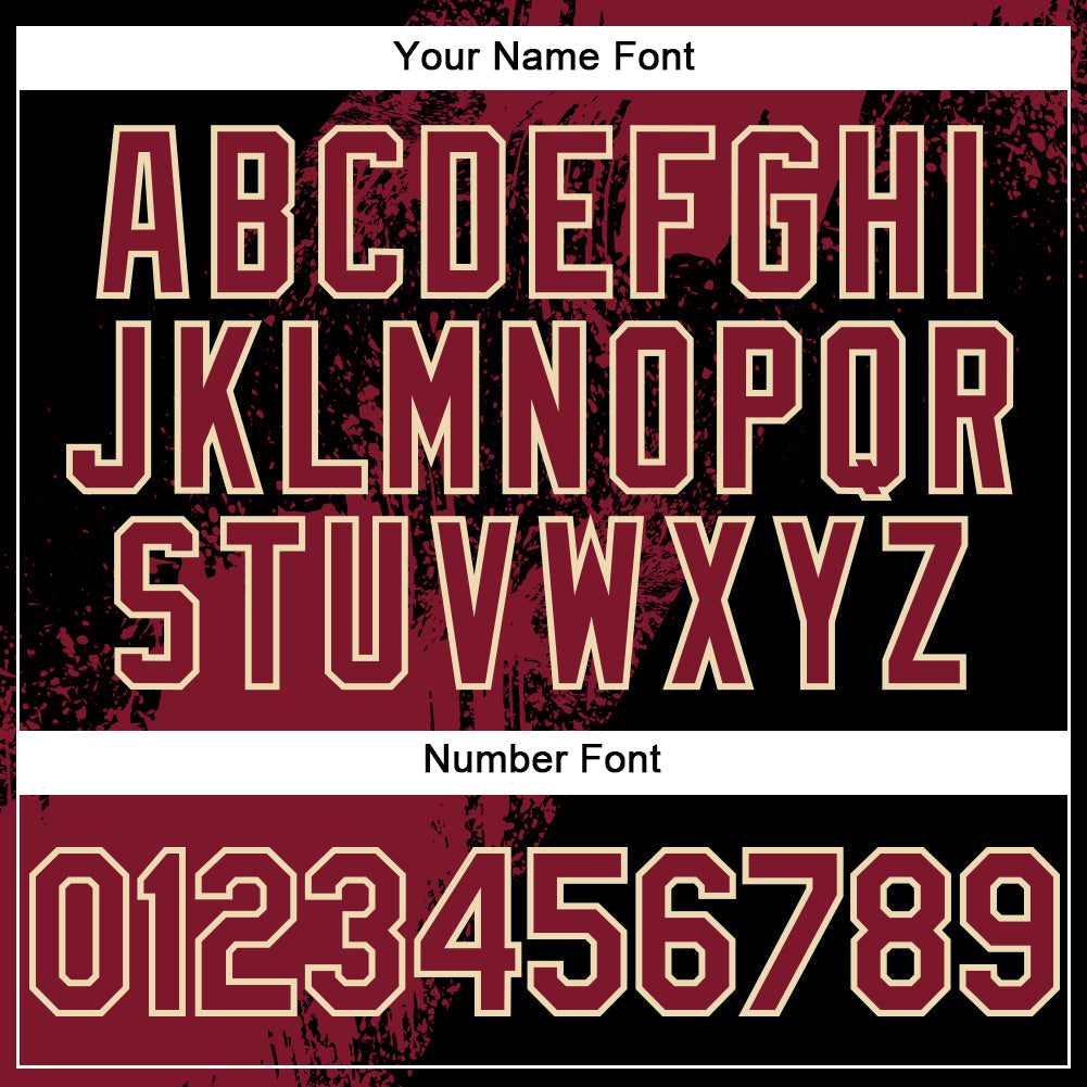 Custom Crimson Black-Cream 3D Pattern Design Abstract Brush Stroke Authentic Baseball Jersey - Sky-Custom