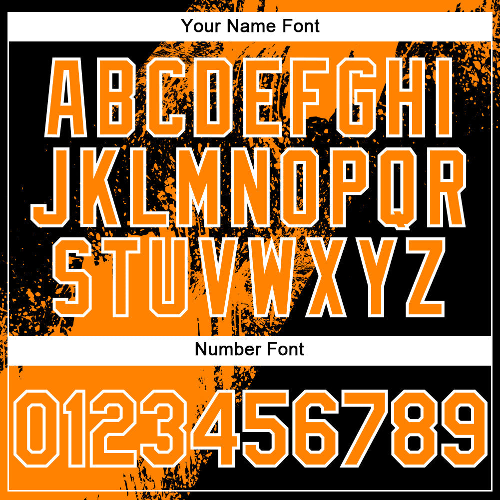 Custom Bay Orange Black-White 3D Pattern Design Abstract Brush Stroke Authentic Baseball Jersey - Sky-Custom