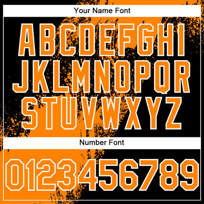 Custom Bay Orange Black-White 3D Pattern Design Abstract Brush Stroke Authentic Baseball Jersey - Sky-Custom