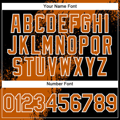 Custom Texas Orange Black-White 3D Pattern Design Abstract Brush Stroke Authentic Baseball Jersey - Sky-Custom