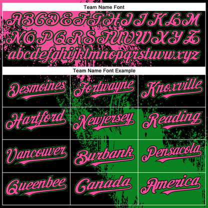 Custom Pink Black-Grass Green 3D Pattern Design Abstract Brush Stroke Authentic Baseball Jersey - Sky-Custom