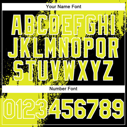 Custom Neon Yellow Black-White 3D Pattern Design Abstract Brush Stroke Authentic Baseball Jersey - Sky-Custom