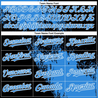 Custom Electric Blue Black-White 3D Pattern Design Abstract Brush Stroke Authentic Baseball Jersey - Sky-Custom