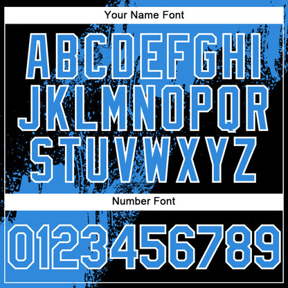 Custom Electric Blue Black-White 3D Pattern Design Abstract Brush Stroke Authentic Baseball Jersey - Sky-Custom