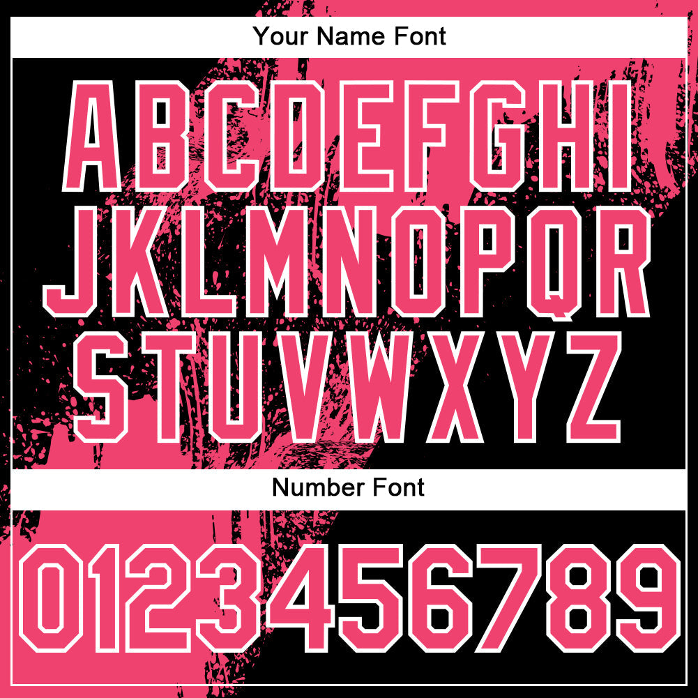 Custom Neon Pink Black-White 3D Pattern Design Abstract Brush Stroke Authentic Baseball Jersey - Sky-Custom