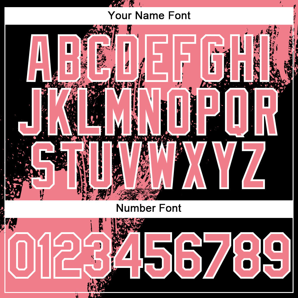 Custom Medium Pink Black-White 3D Pattern Design Abstract Brush Stroke Authentic Baseball Jersey - Sky-Custom
