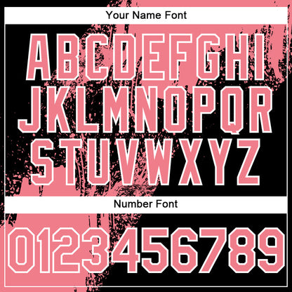 Custom Medium Pink Black-White 3D Pattern Design Abstract Brush Stroke Authentic Baseball Jersey - Sky-Custom