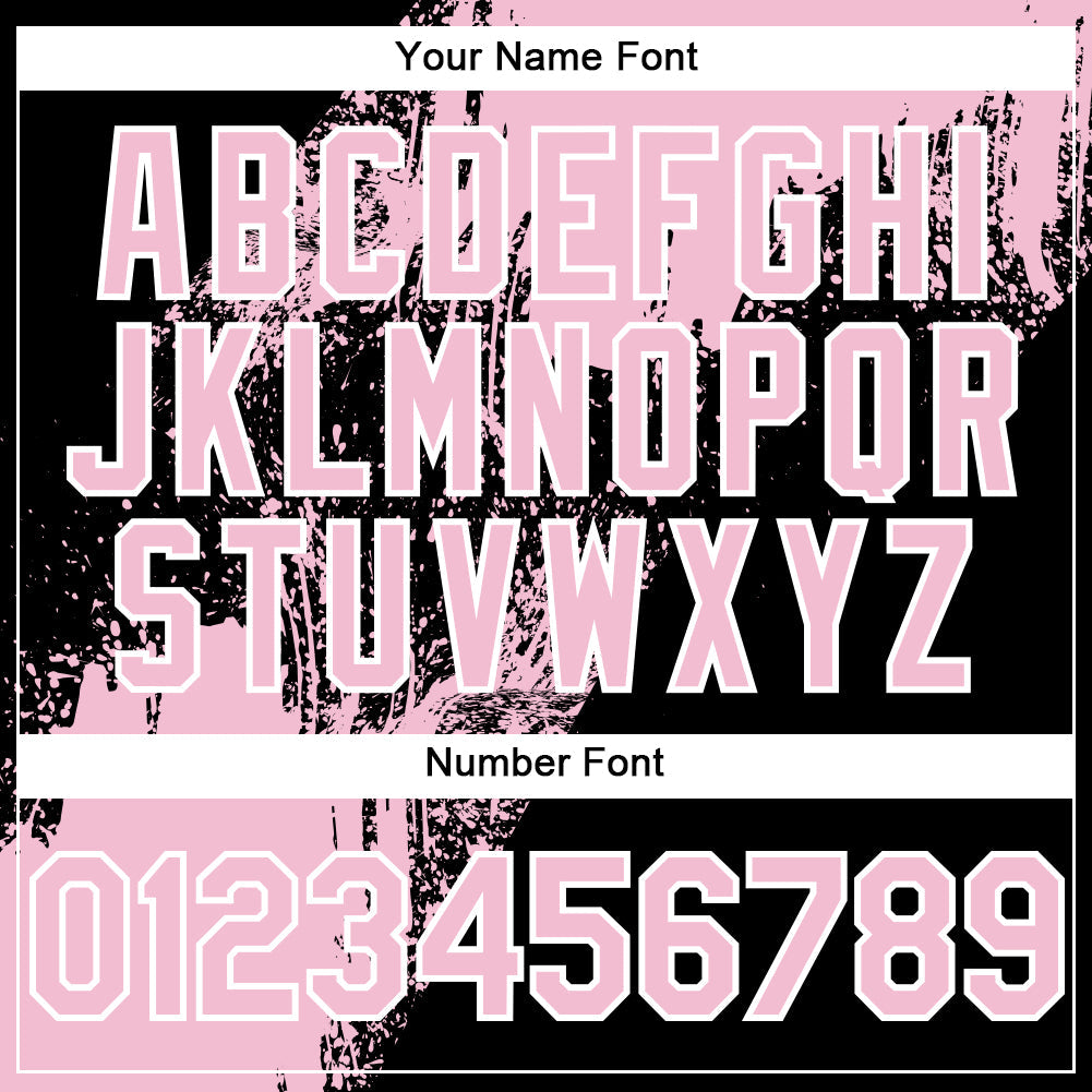 Custom Light Pink Black-White 3D Pattern Design Abstract Brush Stroke Authentic Baseball Jersey - Sky-Custom