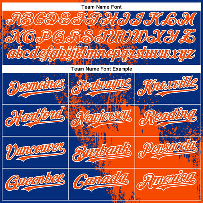 Custom Orange Royal-White 3D Pattern Design Abstract Brush Stroke Authentic Baseball Jersey - Sky-Custom