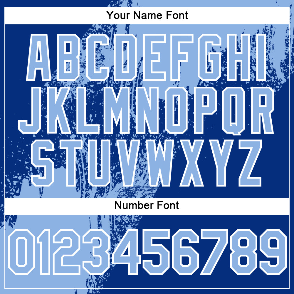 Custom Light Blue Royal-White 3D Pattern Design Abstract Brush Stroke Authentic Baseball Jersey - Sky-Custom