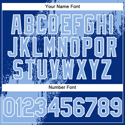 Custom Light Blue Royal-White 3D Pattern Design Abstract Brush Stroke Authentic Baseball Jersey - Sky-Custom