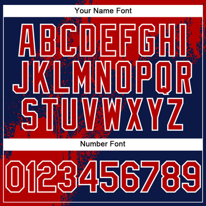 Custom Red Navy-White 3D Pattern Design Abstract Brush Stroke Authentic Baseball Jersey - Sky-Custom
