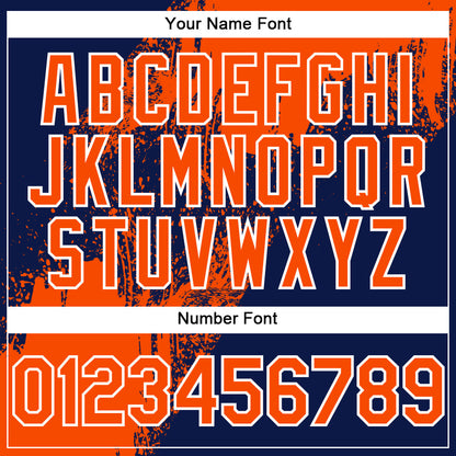 Custom Orange Navy-White 3D Pattern Design Abstract Brush Stroke Authentic Baseball Jersey - Sky-Custom
