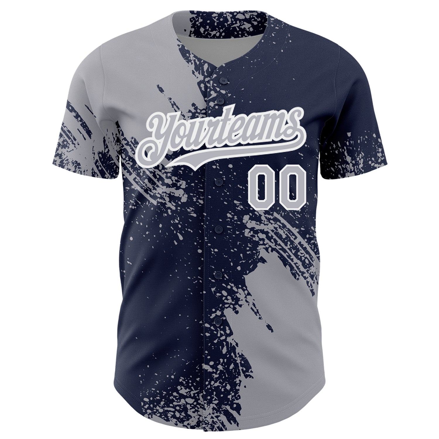 Custom Gray Navy-White 3D Pattern Design Abstract Brush Stroke Authentic Baseball Jersey - Sky-Custom