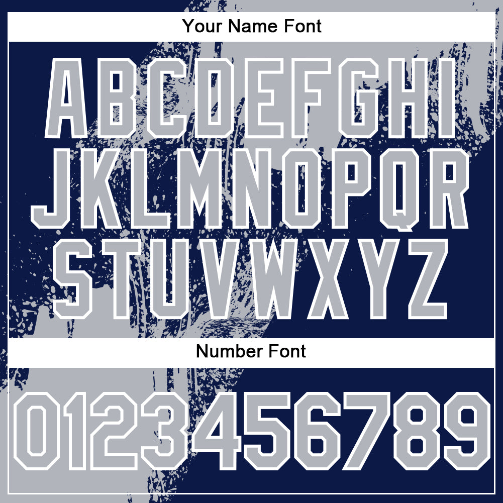 Custom Gray Navy-White 3D Pattern Design Abstract Brush Stroke Authentic Baseball Jersey - Sky-Custom