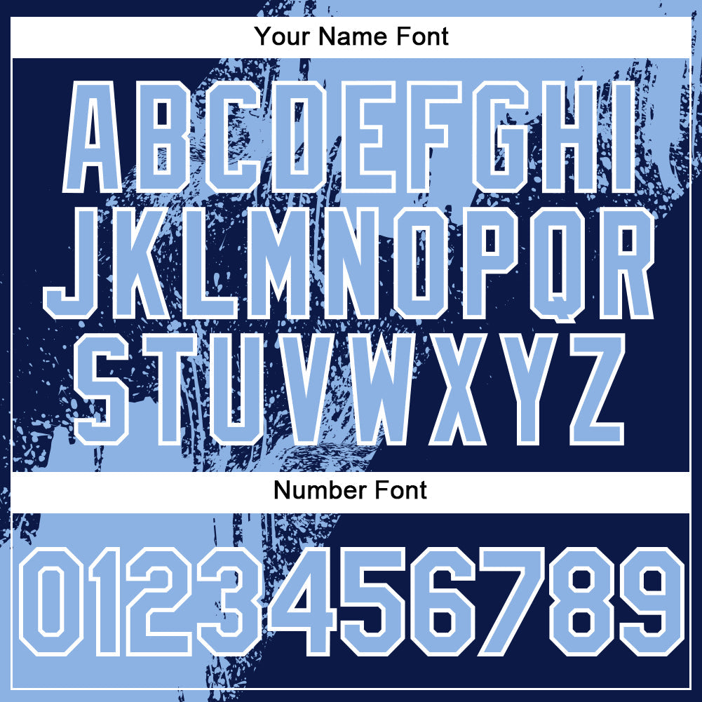 Custom Light Blue Navy-White 3D Pattern Design Abstract Brush Stroke Authentic Baseball Jersey - Sky-Custom
