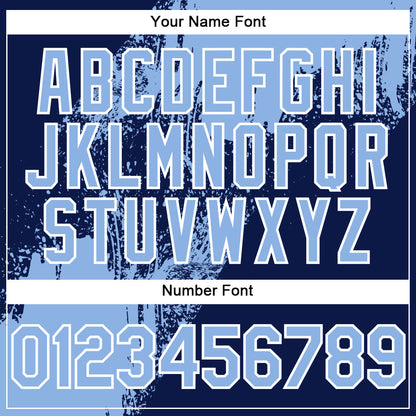 Custom Light Blue Navy-White 3D Pattern Design Abstract Brush Stroke Authentic Baseball Jersey - Sky-Custom