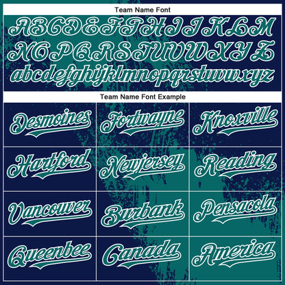 Custom Teal Navy-White 3D Pattern Design Abstract Brush Stroke Authentic Baseball Jersey - Sky-Custom
