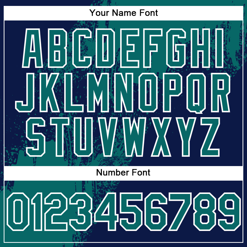 Custom Teal Navy-White 3D Pattern Design Abstract Brush Stroke Authentic Baseball Jersey - Sky-Custom