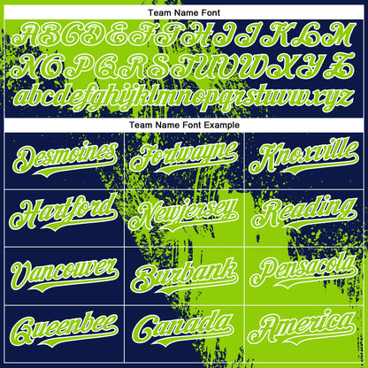 Custom Neon Green Navy-White 3D Pattern Design Abstract Brush Stroke Authentic Baseball Jersey - Sky-Custom