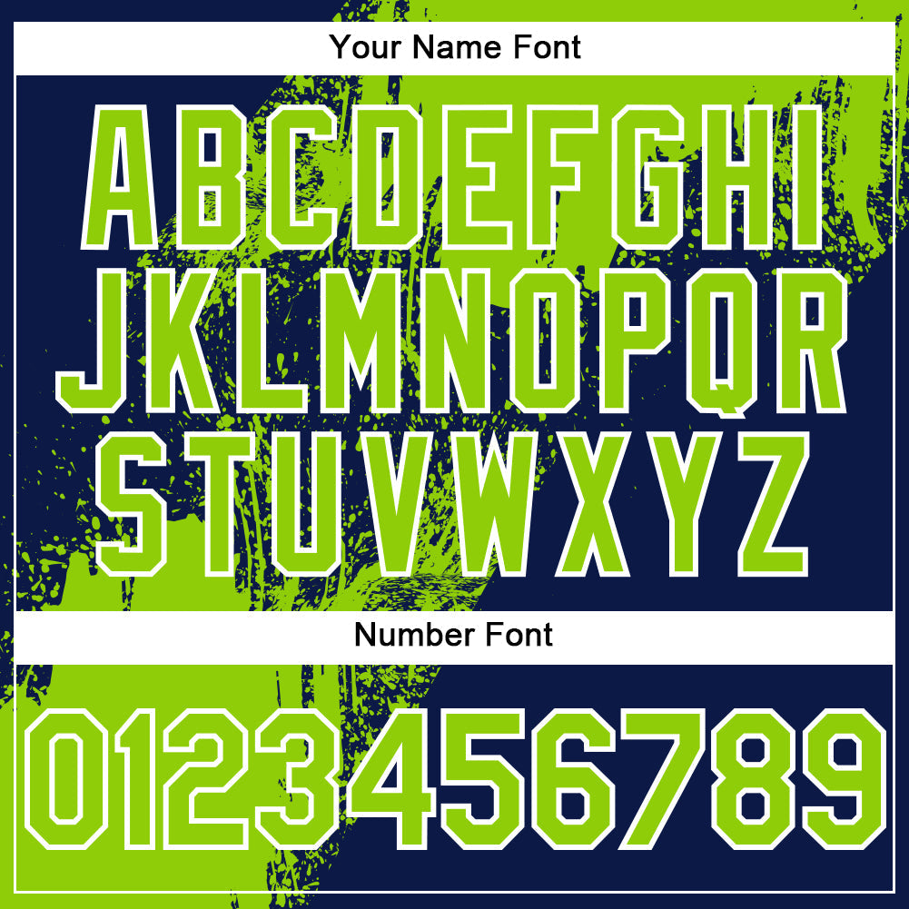 Custom Neon Green Navy-White 3D Pattern Design Abstract Brush Stroke Authentic Baseball Jersey - Sky-Custom