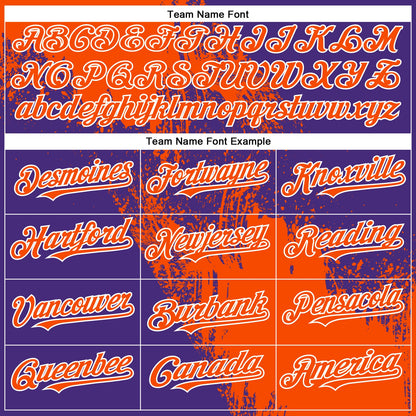 Custom Orange Purple-White 3D Pattern Design Abstract Brush Stroke Authentic Baseball Jersey - Sky-Custom