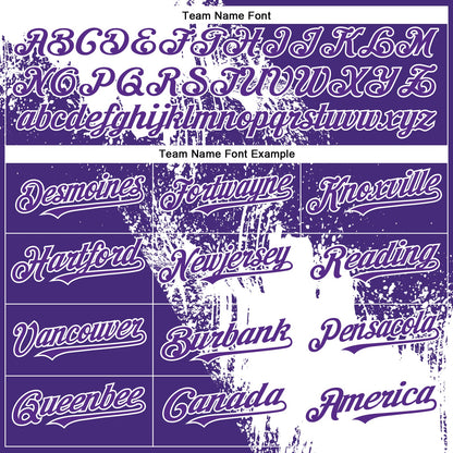 Custom White Purple 3D Pattern Design Abstract Brush Stroke Authentic Baseball Jersey - Sky-Custom