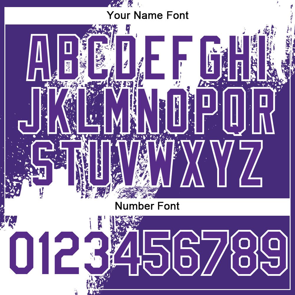 Custom White Purple 3D Pattern Design Abstract Brush Stroke Authentic Baseball Jersey - Sky-Custom