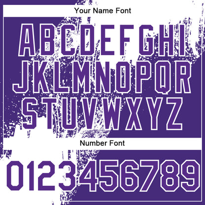 Custom White Purple 3D Pattern Design Abstract Brush Stroke Authentic Baseball Jersey - Sky-Custom