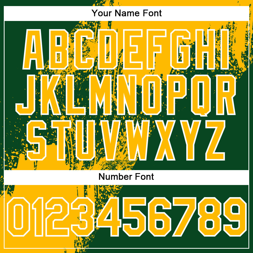 Custom Gold Green-White 3D Pattern Design Abstract Brush Stroke Authentic Baseball Jersey - Sky-Custom