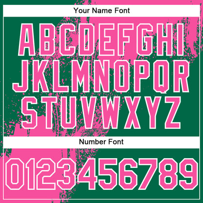 Custom Pink Kelly Green-White 3D Pattern Design Abstract Brush Stroke Authentic Baseball Jersey - Sky-Custom