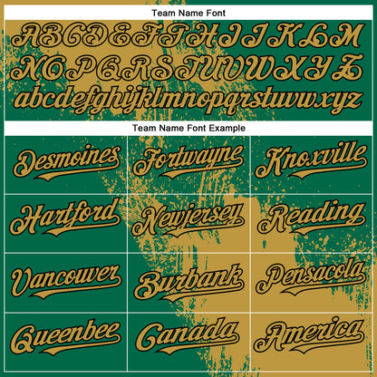 Custom Old Gold Kelly Green-Black 3D Pattern Design Abstract Brush Stroke Authentic Baseball Jersey - Sky-Custom