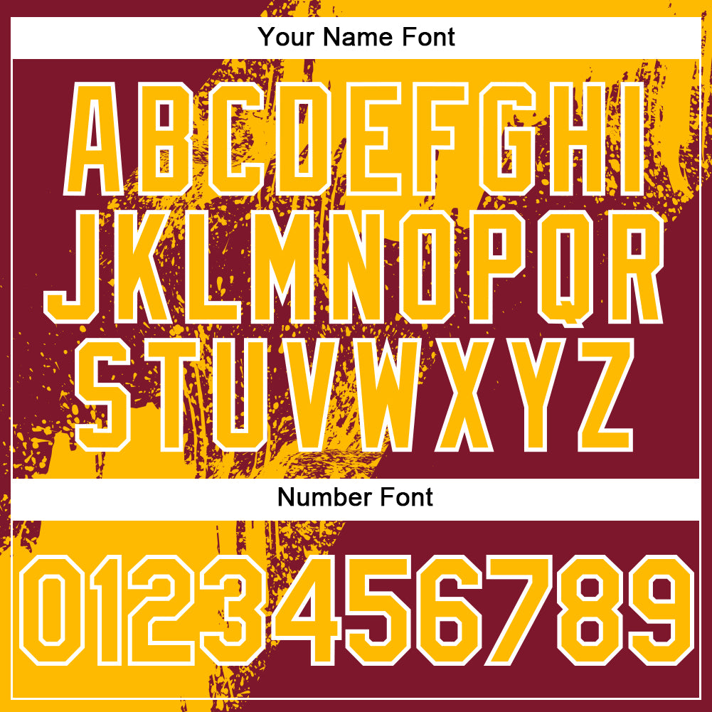 Custom Gold Crimson-White 3D Pattern Design Abstract Brush Stroke Authentic Baseball Jersey - Sky-Custom